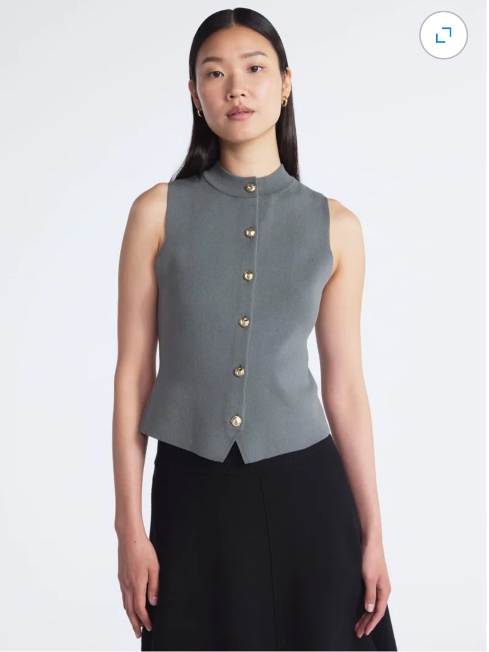 Scoop Women's Mockneck Sweater Vest with Gold Tone Buttons  size small